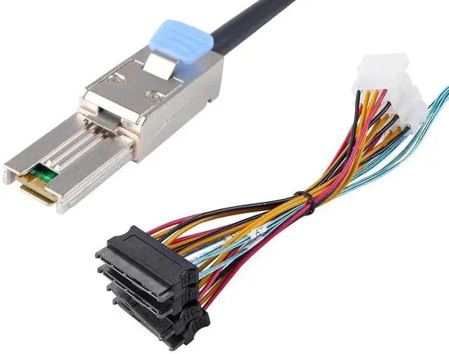 Main image of MiniSAS SFF8088 26Pin to 4 × SAS SFF8482 29Pin with Power Cable, 2 Meter / 6.6FT