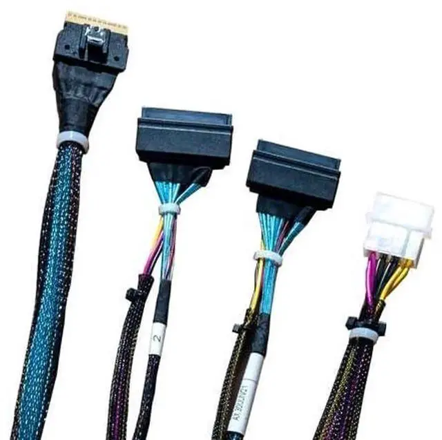 Alt view image 2 of 6 - SlimSAS 8X to 2×U.2 NVMe Adapter Cable, SFF8654 74Pin to 2×SFF8639 68Pin with Power, 75CM (Broadcom MPN 056000500, CBLSAST0953)