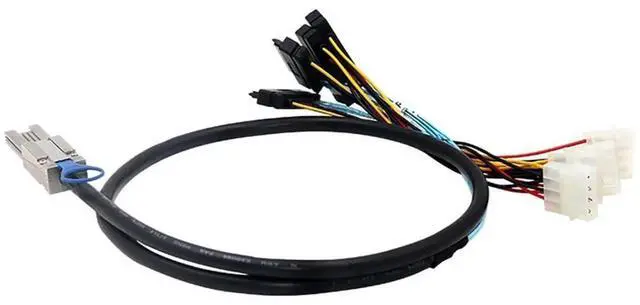 Alt view image 3 of 6 - Mini SAS HD SFF8088 26Pin to 4×SAS SFF8482 with Power Cable, 6Gbps HighSpeed Server Data Cable for RAID Controller, Storage Expansion & Workstation, 0.5M/19.68in