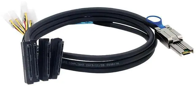 Alt view image 6 of 6 - Mini SAS HD SFF8088 26Pin to 4×SAS SFF8482 with Power Cable, 6Gbps HighSpeed Server Data Cable for RAID Controller, Storage Expansion & Workstation, 0.5M/19.68in