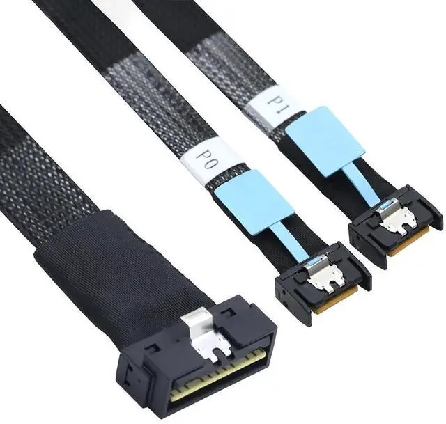 Main image of PCIe SlimSAS LP LowProfile SFF8654 8I to Dual MCIO 4I Cable, 12Gbps HighSpeed Server Data Cable for RAID Controller, Workstation & Storage Expansion, 1M/39.37in