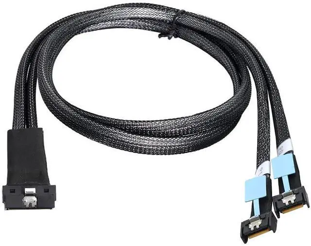 Alt view image 2 of 6 - PCIe SlimSAS LP LowProfile SFF8654 8I to Dual MCIO 4I Cable, 12Gbps HighSpeed Server Data Cable for RAID Controller, Workstation & Storage Expansion, 1M/39.37in