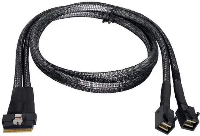 Alt view image 3 of 5 - Mini SlimSAS SFF8654 8i PCIE 4.0 to 4×SAS HD SFF8643 Internal Server Cable, 12Gbps HighSpeed Data Cable for RAID Controller, Workstation & Storage Expansion, 0.5M/19.68in