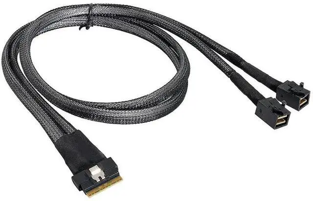 Alt view image 2 of 5 - Mini SlimSAS SFF8654 8i PCIE 4.0 to 4×SAS HD SFF8643 Internal Server Cable, 12Gbps HighSpeed Data Cable for RAID Controller, Workstation & Storage Expansion, 0.5M/19.68in