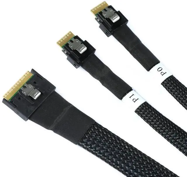 Alt view image 3 of 6 - Slimline SAS SFF8654 8i to Dual SFF8654 4i Server Cable, AntiMisplug Design, 12Gbps HighSpeed 32AWG Data Cord, 10Ohm Impedance, 1M