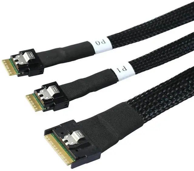 Alt view image 6 of 6 - Slimline SAS SFF8654 8i to Dual SFF8654 4i Server Cable, AntiMisplug Design, 12Gbps HighSpeed 32AWG Data Cord, 10Ohm Impedance, 1M