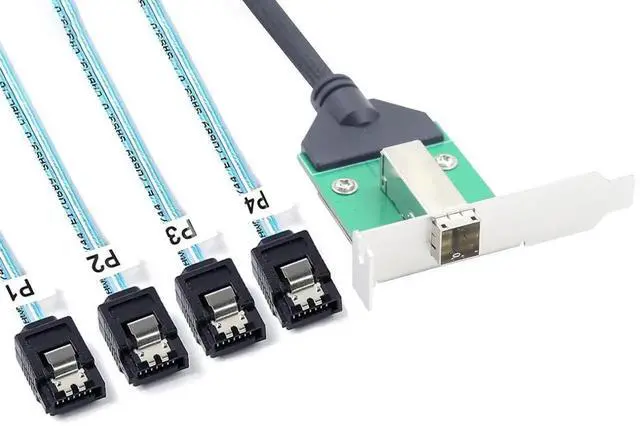 Alt view image 7 of 7 - Mini SAS HD SFF8644 Female with Latch to 4×SATA 7Pin Cable, 12Gbps HighSpeed Server Hard Drive Data Cable for RAID Controller, Workstation & Storage Expansion, 0.5M/19.68in