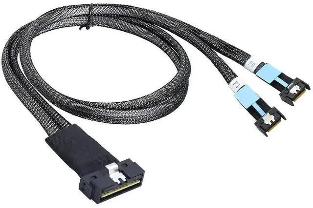 Alt view image 4 of 6 - PCIe SlimSAS LP LowProfile SFF8654 8I to Dual MCIO 4I Cable, 12Gbps HighSpeed Server Data Cable for RAID Controller, Workstation & Storage Expansion, 0.5M/19.68in