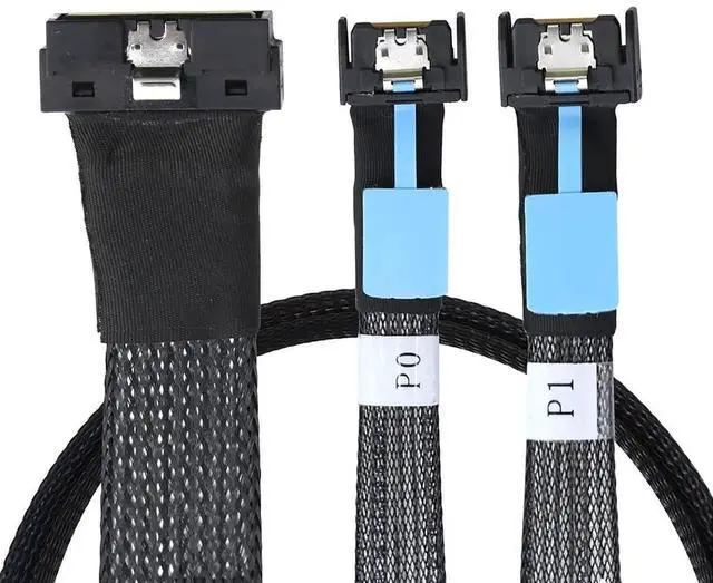 Alt view image 5 of 6 - PCIe SlimSAS LP LowProfile SFF8654 8I to Dual MCIO 4I Cable, 12Gbps HighSpeed Server Data Cable for RAID Controller, Workstation & Storage Expansion, 0.5M/19.68in
