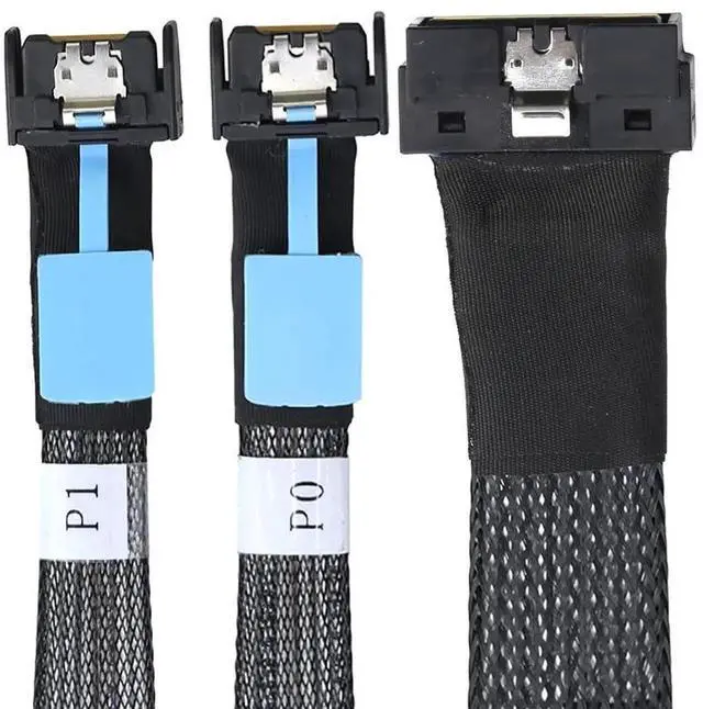 Alt view image 3 of 6 - PCIe SlimSAS LP LowProfile SFF8654 8I to Dual MCIO 4I Cable, 12Gbps HighSpeed Server Data Cable for RAID Controller, Workstation & Storage Expansion, 0.5M/19.68in