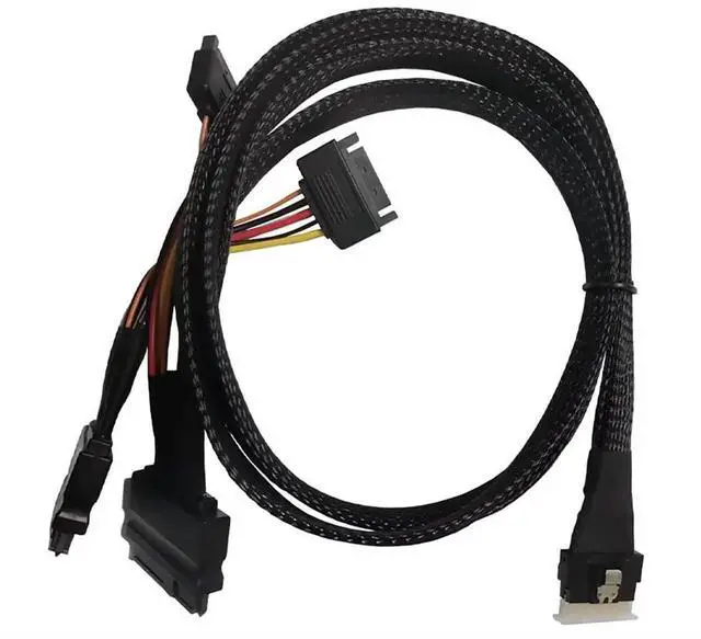 Alt view image 6 of 6 - SFF8654 8i to Dual SFF8639 NVMe (U.2) Cable, 80cm SlimSAS to SAS/SATA Data Transfer Cable for NVMe SSDs