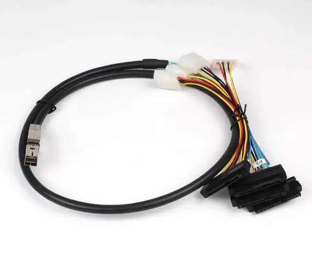 Alt view image 7 of 7 - 3.3FT Internal HD Mini SAS SFF8644 to 4 x SFF8482 Cable with IDE Power Cable