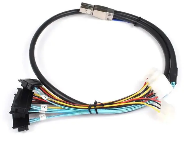 Alt view image 3 of 7 - 3.3FT Internal HD Mini SAS SFF8644 to 4 x SFF8482 Cable with IDE Power Cable