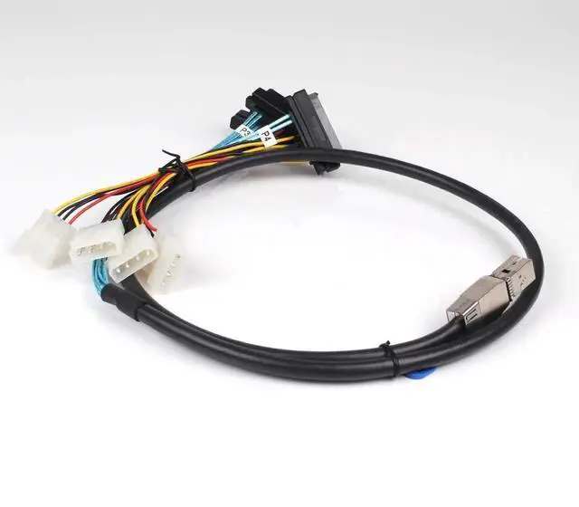 Alt view image 2 of 7 - 3.3FT Internal HD Mini SAS SFF8644 to 4 x SFF8482 Cable with IDE Power Cable