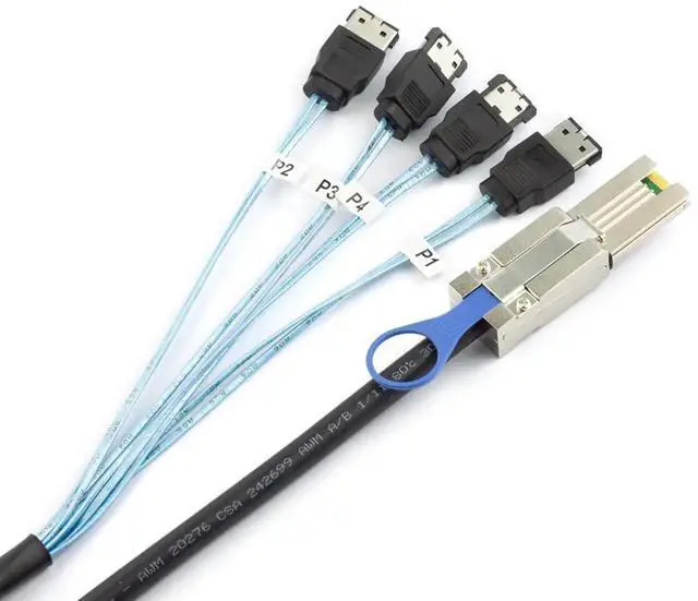 Alt view image 2 of 5 - Mini SAS HD SFF8088 26Pin to 4×eSATA 7Pin Female External Server Hard Drive Cable, 28AWG 6Gbps HighSpeed Copper Harness, 3m/118.11in