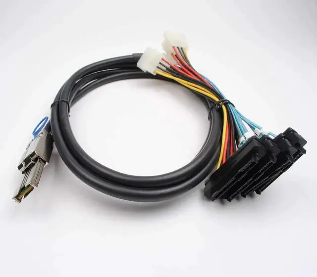 Alt view image 4 of 7 - 2PCS MiniSAS SFF8088 26Pin to 4×SAS SFF8482 29Pin Breakout Cable with Power Cable, 2M/6.6FT