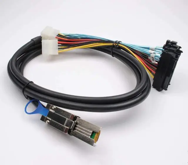 Alt view image 6 of 7 - 2PCS MiniSAS SFF8088 26Pin to 4×SAS SFF8482 29Pin Breakout Cable with Power Cable, 2M/6.6FT