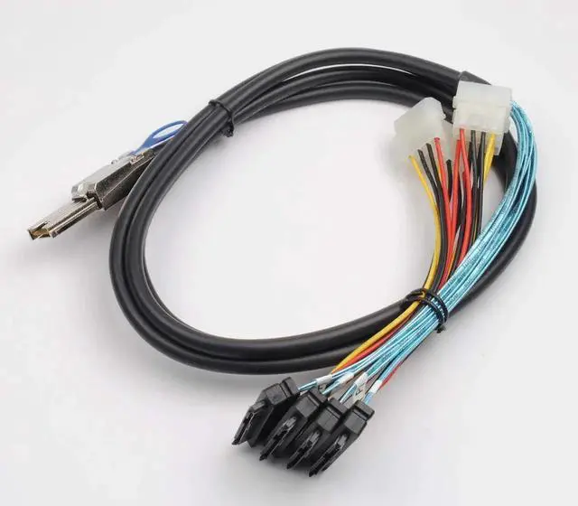 Alt view image 5 of 7 - 2PCS MiniSAS SFF8088 26Pin to 4×SAS SFF8482 29Pin Breakout Cable with Power Cable, 2M/6.6FT