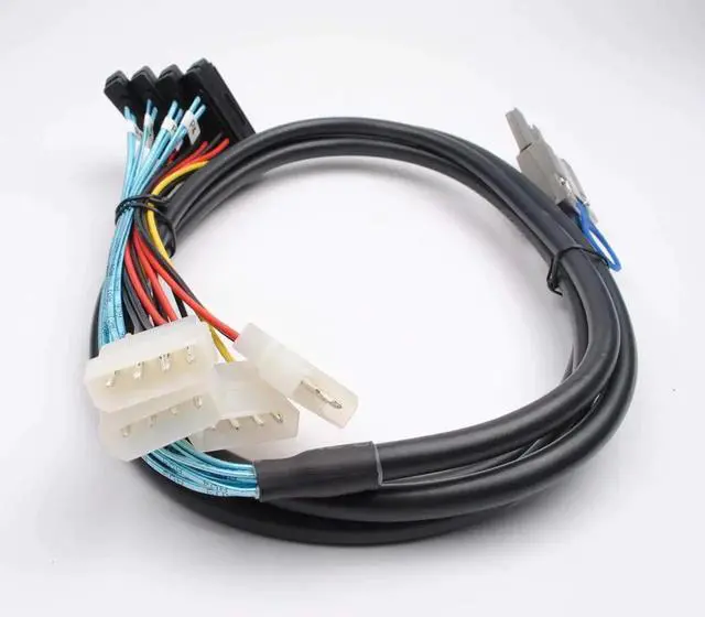 Alt view image 3 of 7 - 2PCS MiniSAS SFF8088 26Pin to 4×SAS SFF8482 29Pin Breakout Cable with Power Cable, 2M/6.6FT