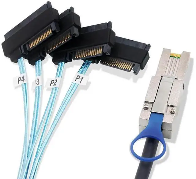Alt view image 4 of 5 - Mini SAS HD SFF8088 26Pin to 4×SFF8482 Server Breakout Cable, 6Gbps HighSpeed 4Port Data Transfer Cord, 28AWG Copper Wire, 3M
