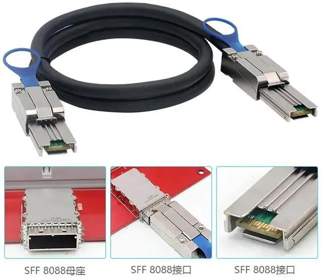 Alt view image 6 of 6 - Mini SAS HD SFF8088 26P to SFF8088 Server Stacking Cable, 6Gbps HighSpeed 28AWG Copper Data Transfer Cord, 10 Ohm Impedance, 3M