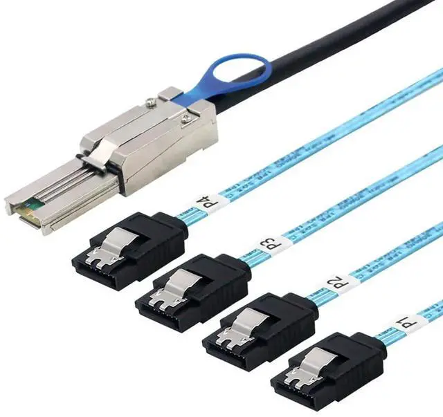 Alt view image 3 of 5 - Mini SAS HD SFF8088 26P to 4×SATA 7P Female Breakout Cable, 6Gbps HighSpeed Server Hard Drive Cable, 28AWG, 10 Ohm, 3M