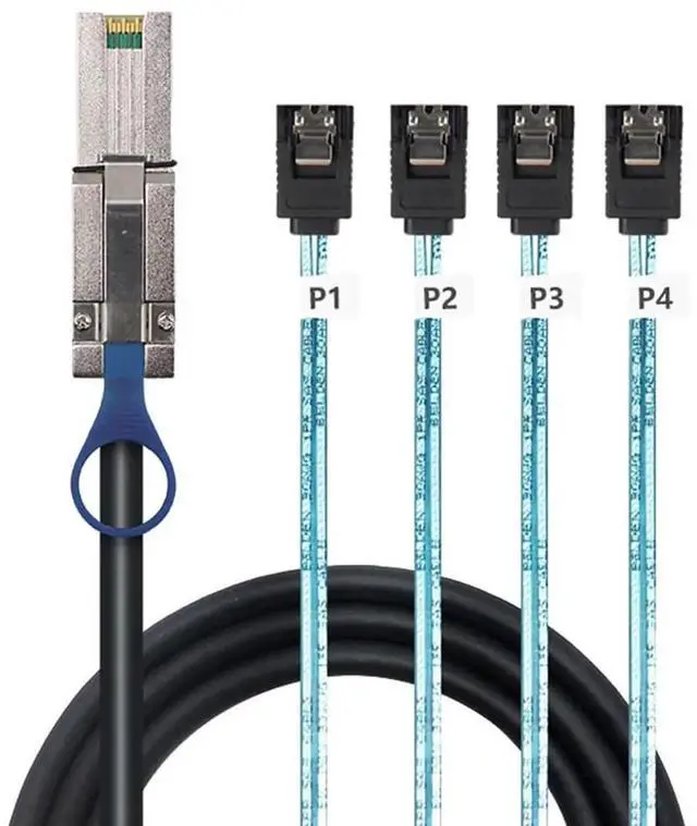 Alt view image 5 of 5 - Mini SAS HD SFF8088 26P to 4×SATA 7P Female Breakout Cable, 6Gbps HighSpeed Server Hard Drive Cable, 28AWG, 10 Ohm, 3M