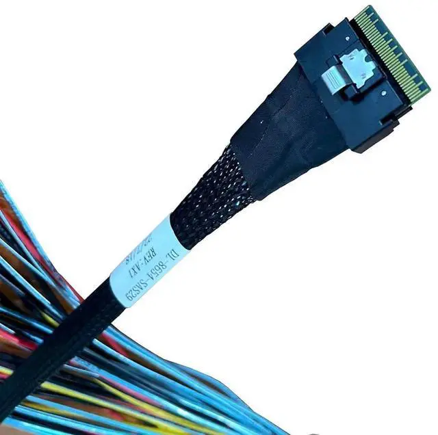 Alt view image 2 of 3 - SlimSAS 8X to 8×SAS Breakout Cable, SFF8654 74Pin to 8×SFF8482 29Pin with 4×Big4Pin Power Cable, 100CM