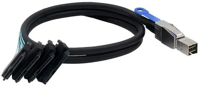 Alt view image 2 of 5 - Mini SAS HD SFF8644 to SFF8482 29P 2in1 SATA Hard Drive Data Cable, 28AWG Copper 12Gbps HighSpeed Harness, 3M/118.11in