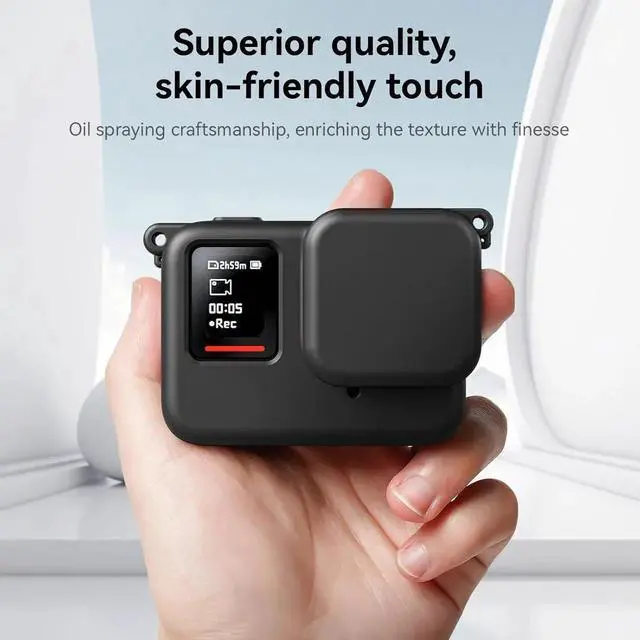 Alt view image 4 of 7 - Silicone Protective Case Frame Cage with Lens Cover Cap for Insta360 Ace Pro, Camera Mount Protective Sleeve Accessories