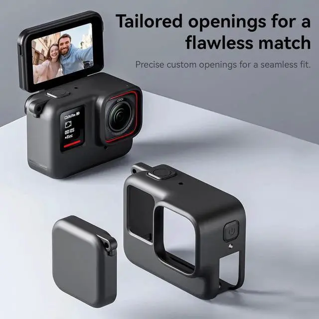 Alt view image 3 of 7 - Silicone Protective Case Frame Cage with Lens Cover Cap for Insta360 Ace Pro, Camera Mount Protective Sleeve Accessories