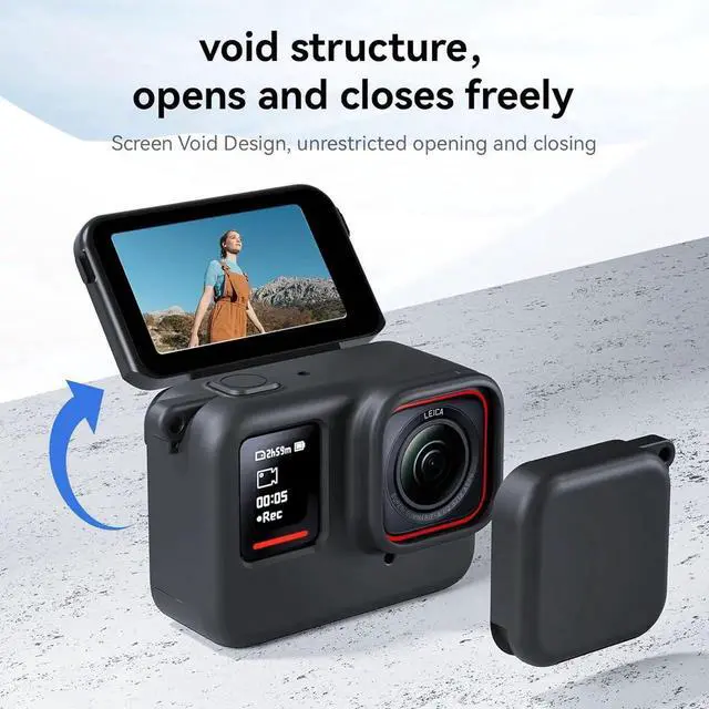 Alt view image 5 of 7 - Silicone Protective Case Frame Cage with Lens Cover Cap for Insta360 Ace Pro, Camera Mount Protective Sleeve Accessories