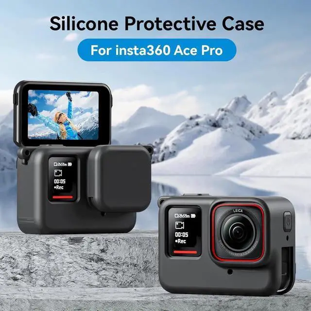 Alt view image 6 of 7 - Silicone Protective Case Frame Cage with Lens Cover Cap for Insta360 Ace Pro, Camera Mount Protective Sleeve Accessories