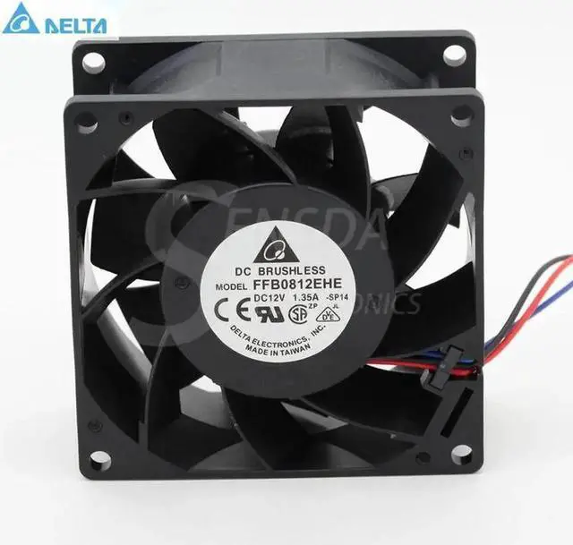 Main image of 1Pcs Delta FFB0812EHE 8038 80×80×38mm PWM Cooling Fan, 12V 1.35A Double Ball Bearing 4Pin 4Wire Fan