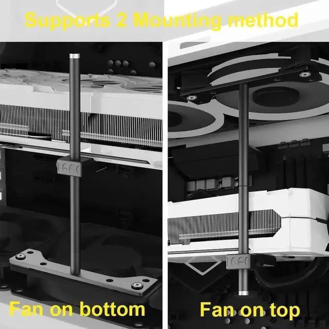 Alt view image 3 of 6 - Adjustable CNC Aluminum GPU Support Bracket, AntiSag Graphics Card Holder Stand for 12cm Fan Mount, Height 0.636.3 Inch
