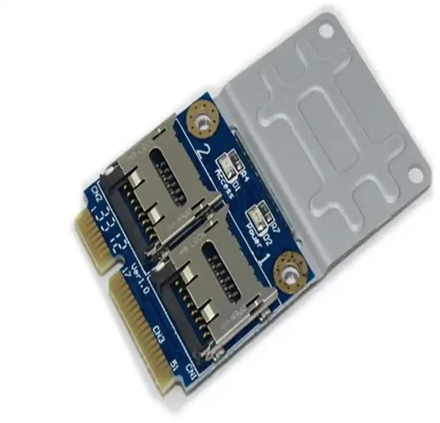 Main image of Dual Micro SD TF to Mini PCIE Adapter, mPCIe to 2Slot SDHC SDXC Memory Card Reader for Laptop SSD/HDD Expansion