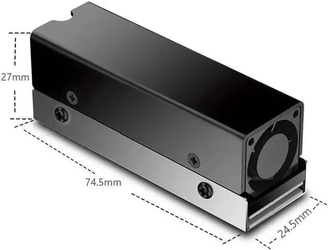 Alt view image 4 of 6 - M.2 NVMe SSD Active Cooler with Fan, Aluminum Heatsink + Thermal Pad for M.2 2280 SolidState Drive AirCirculation Radiator
