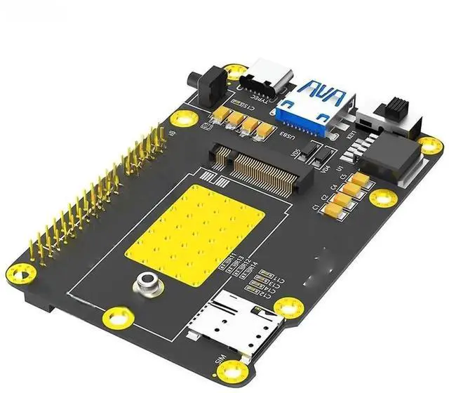 Main image of M.2 BKey to USB3.0 3G/4G/5G Base HAT Expansion Card with SIM Slot for Raspberry Pi 4, Supports RM500Q RM500U GM800 SIM8200 Modules