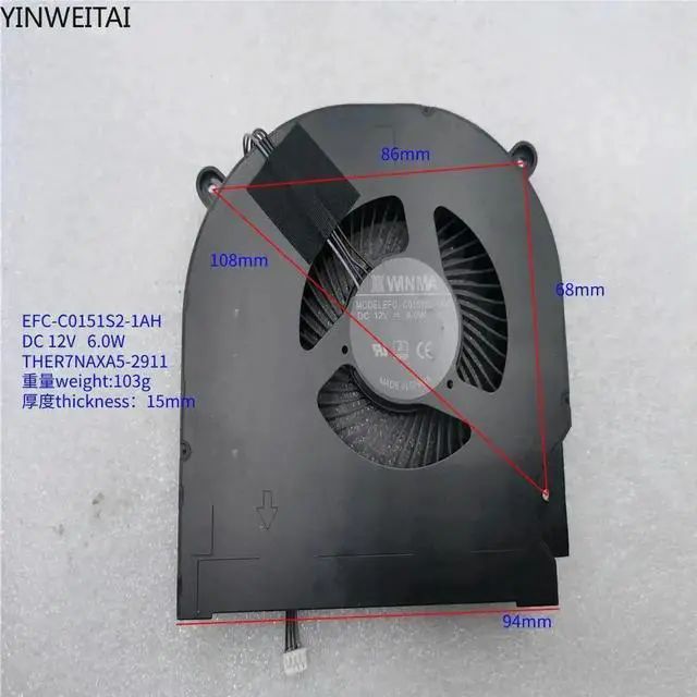 Main image of EFCC0151S21AH THER7NAXA52911 Cooling Fan, DC 12V Replacement Fan for Intel NUC12 NUC12SNK Series