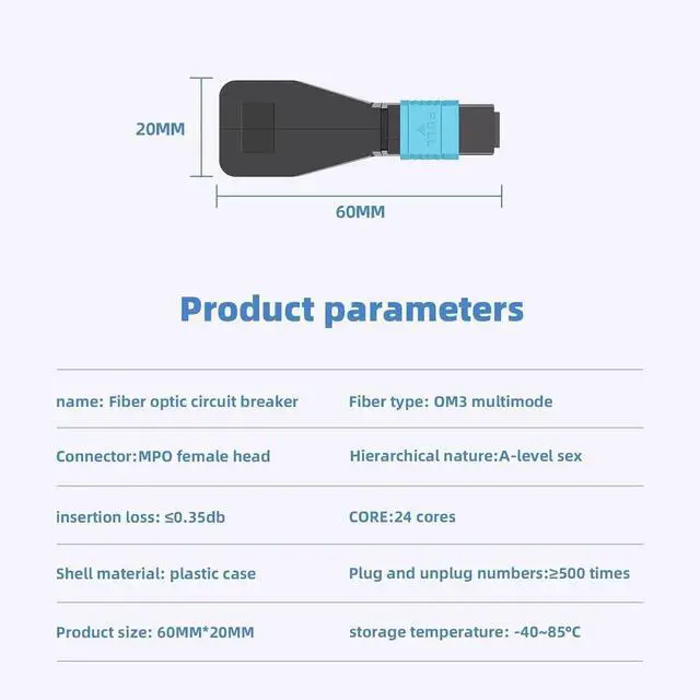 Alt view image 4 of 6 - OM3 Multimode 24Core MPO/UPC Female Fiber Optic Loopback Tester Cable, 50/125m Loopback Adapter for 40G/100G Networks & QSFP Testing
