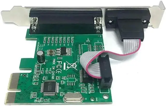 Alt view image 2 of 6 - PCI Express Combo Serial Parallel Expansion Card, PCIe to RS232 COM Port + LPT Printer Port, IEEE 1284 Controller with WCH382 Chip, LowProfile Bracket Included for Desktop PC Windows 10