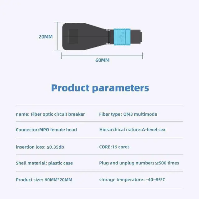Alt view image 7 of 7 - 2Pack MPO/UPC Female 16Core OM3 Multimode Fiber Optic Loopback Tester Cable, 50/125m Duplex Loopback Adapter for 40G/100G Networks & QSFP Module Testing