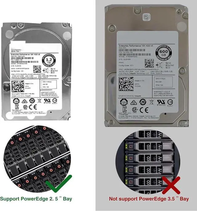 Alt view image 6 of 7 - 2Pack 2.5" Hard Drive Tray Caddy 8FKXC 08FKXC with Mounting Screws, SSD/HDD Mount Holder Compatible with Dell PowerEdge R610 R620 R710 T710 R720 R815 R820 R630 T630 R730 Servers