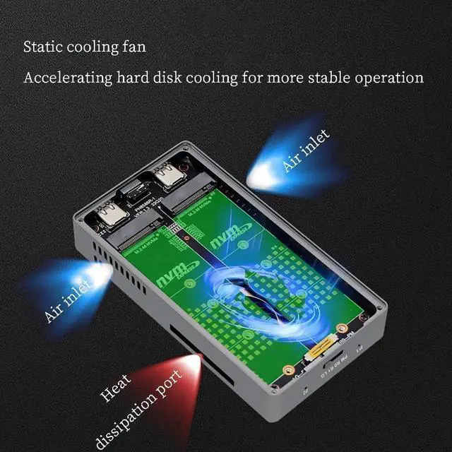 Alt view image 2 of 7 - PH8586R M.2 NVMe SSD Enclosure, 20Gbps USB3.2 Gen2x2 RAID Adapter, Supports M.2 NVMe 2230/2242/2260/2280 SSD