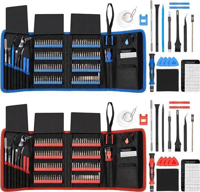 Main image of 142Piece Precision Magnetic Screwdriver Set with 120 Bits, Professional Electronics Repair Tool Kit for iPhone, MacBook, Laptop, PC, Tablet, PS4, Xbox, Nintendo Game Consoles, Blue & Red