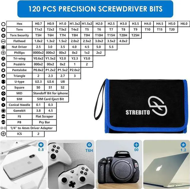 Alt view image 3 of 7 - 142Piece Precision Magnetic Screwdriver Set with 120 Bits, Professional Electronics Repair Tool Kit for iPhone, MacBook, Laptop, PC, Tablet, PS4, Xbox, Nintendo Game Consoles, Blue & Red