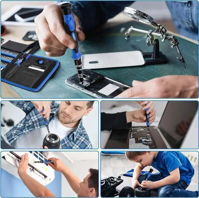 Alt view image 7 of 7 - 142Piece Precision Magnetic Screwdriver Set with 120 Bits, Professional Electronics Repair Tool Kit for iPhone, MacBook, Laptop, PC, Tablet, PS4, Xbox, Nintendo Game Consoles, Blue & Red