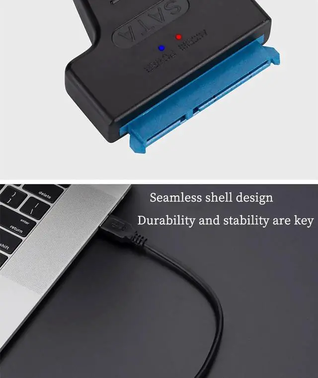 Alt view image 3 of 7 - USB 3.0 to SATA Adapter Cable for 2.5"/3.5" HDD/SSD, JMS578 Chip, OTG Supported, 11.9in SATA to USB External Hard Drive Converter
