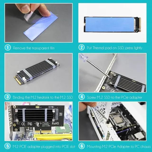 Alt view image 3 of 7 - PA09HS M.2 NVMe to PCIe 4.0 X4 Adapter with M.2 Heatsink for M.2 NVMe SSD