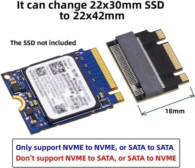 Alt view image 7 of 7 - B+M Key / NVMe MKey 2230 to 2242 MaletoFemale Extension Adapter, Compatible with Legion Go & ThinkPad 2230/2242 SSDs